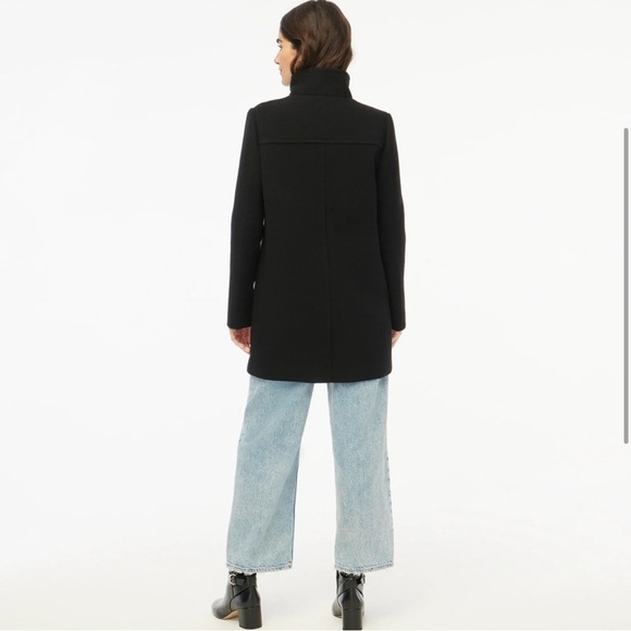 NWT J. Crew Black Wool Peacoat City Coat with Button Neck mock neck - Picture 3 of 13